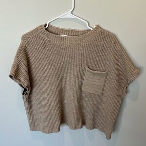 Boutique Fall Sweater Tank Tan Boxy Fit Cotton Size Large